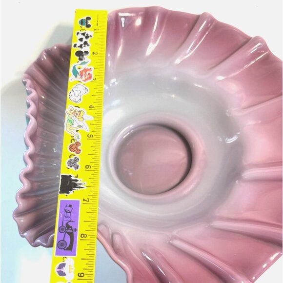Fenton Lilac Turquoise Cased Glass Shell Shaped Bowl Scallop Ruffle Bridal - Picture 6 of 11